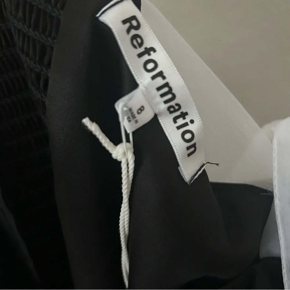 NWT Reformation Kacia Dress in Black with White Bows